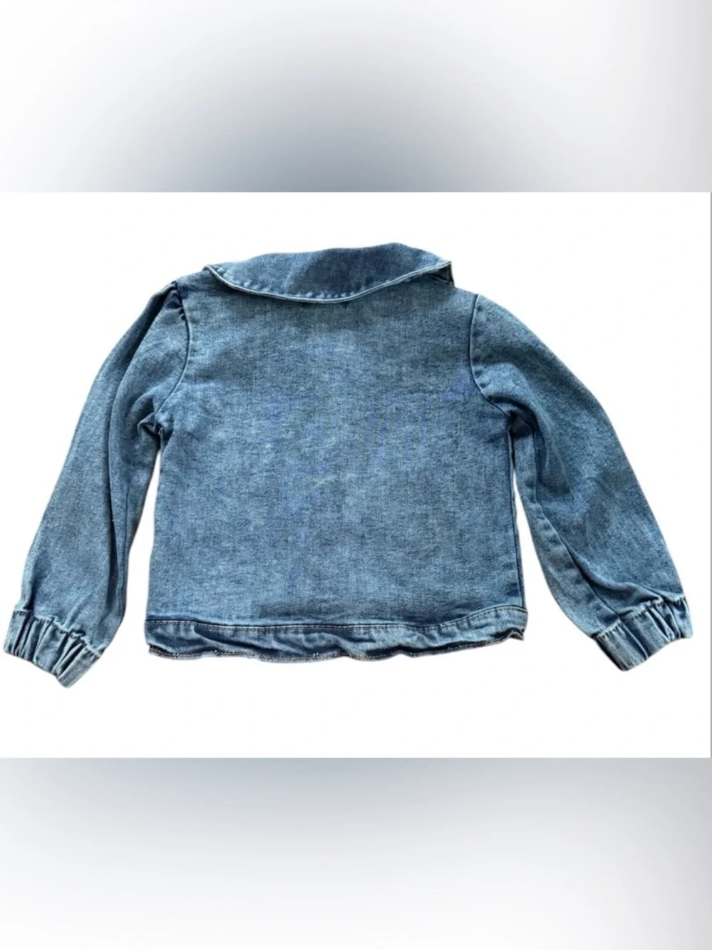 7 For All Mankind Blue Denim Jacket Girls 3T Button Front Collared Pockets - Picture 2 of 5